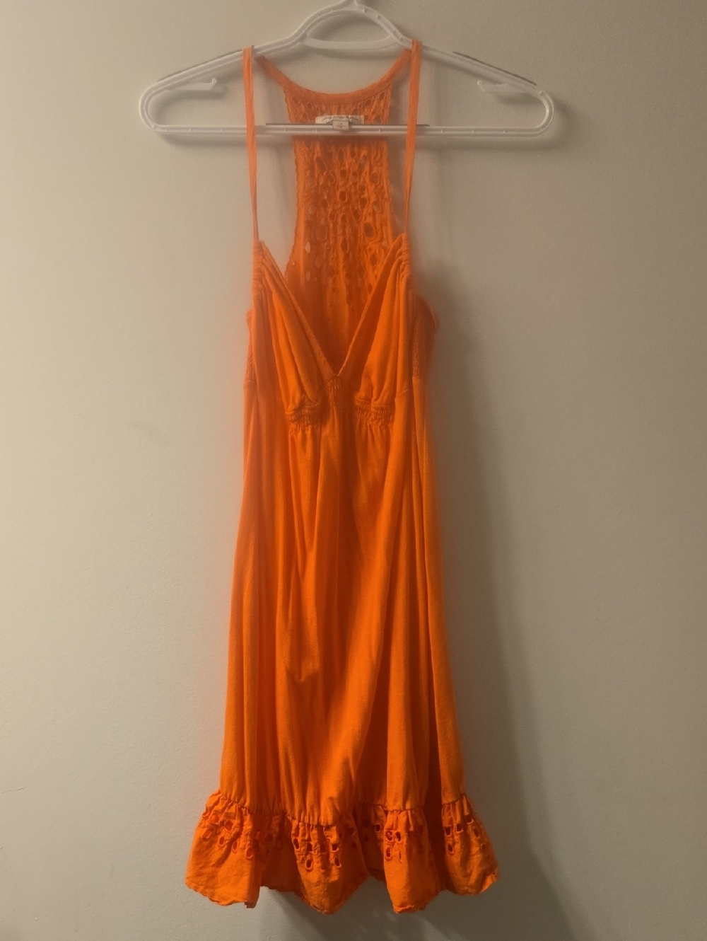 American Eagle Outfitters Orange Crochet-Back Sundress